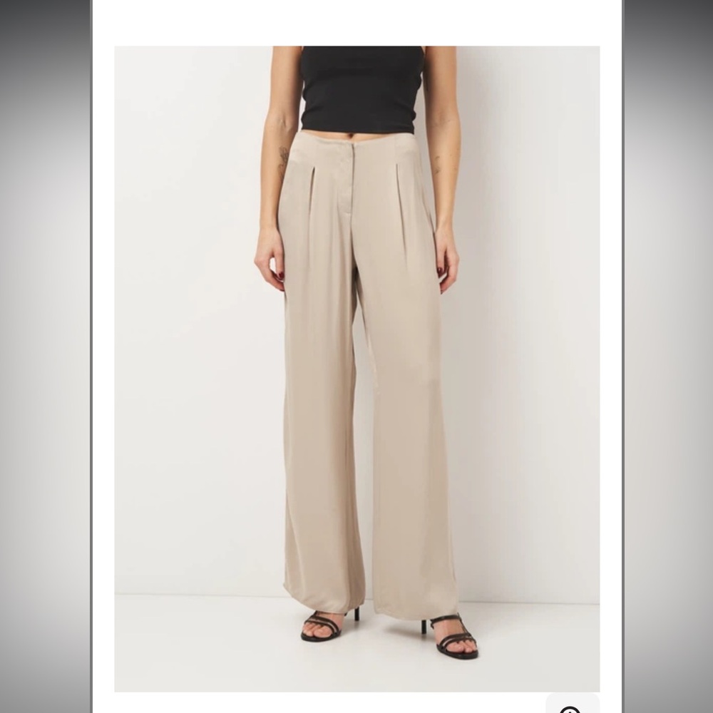 NWT Zara Pleated Sheen Wide Leg Pants